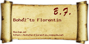 Boháts Florentin névjegykártya